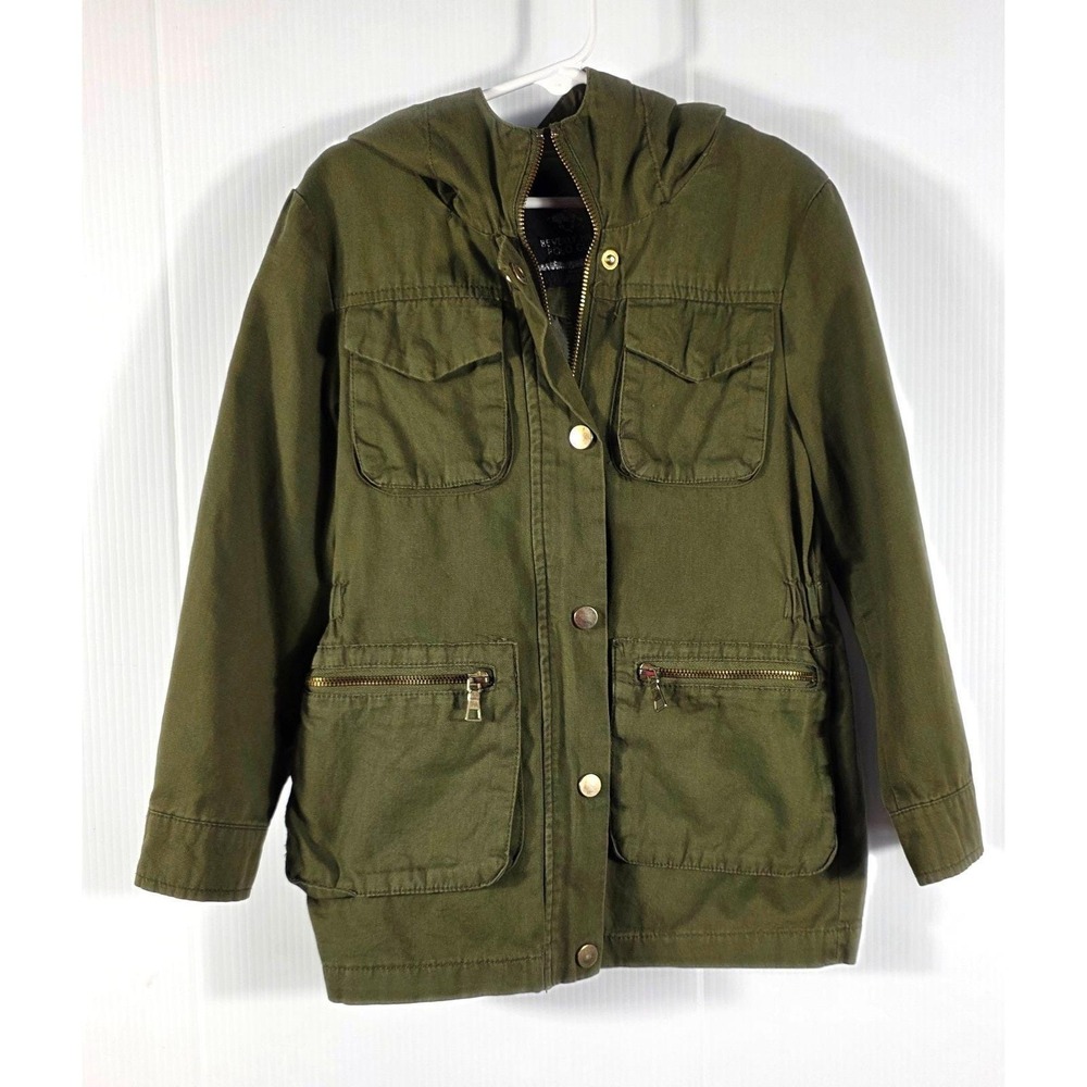 Kids Beverly Hills Polo Club Olive Green Utility Jacket Hoodie Size M 5 6 - Picture 6 of 6